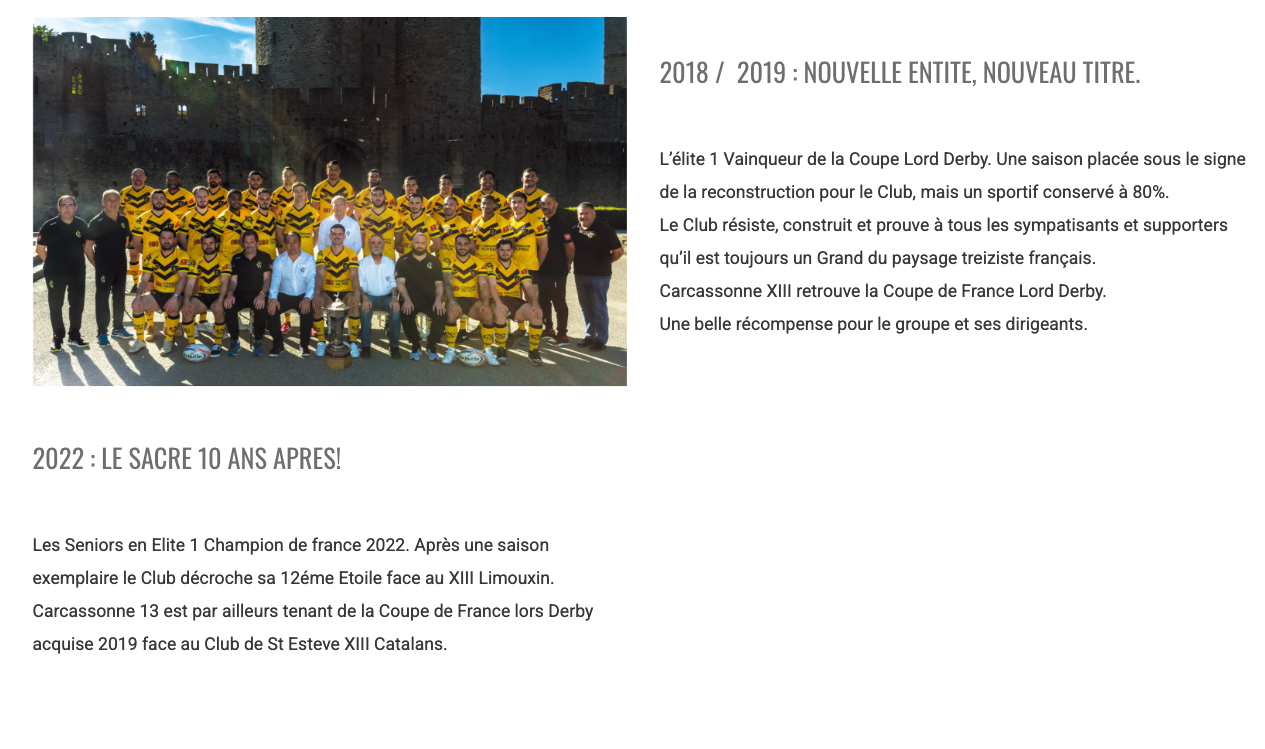 Effectif Carcassonne XIII 2018-2019 devant la Cité
