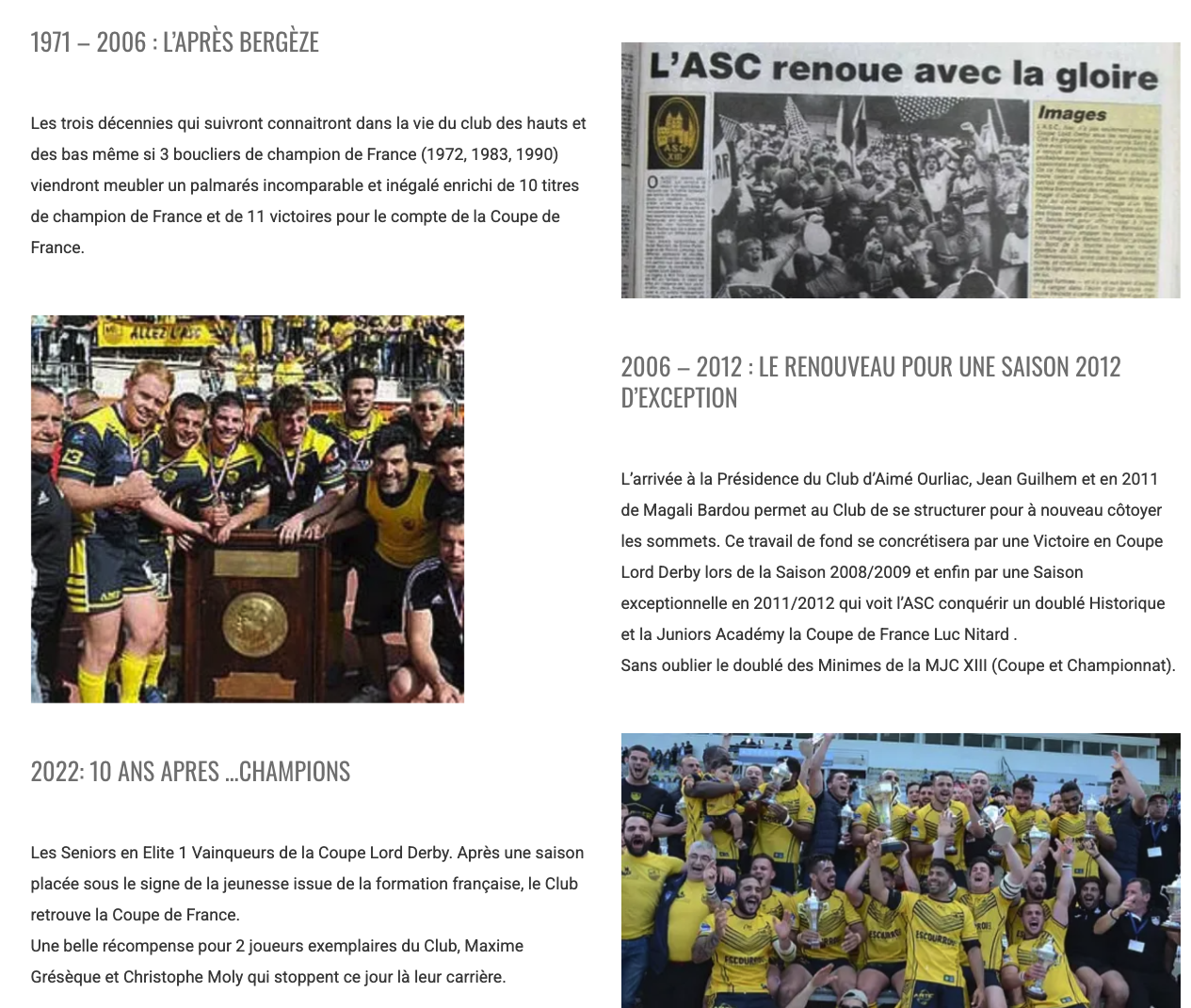 L'ASC renoue avec la gloire — Coupure de presse historique