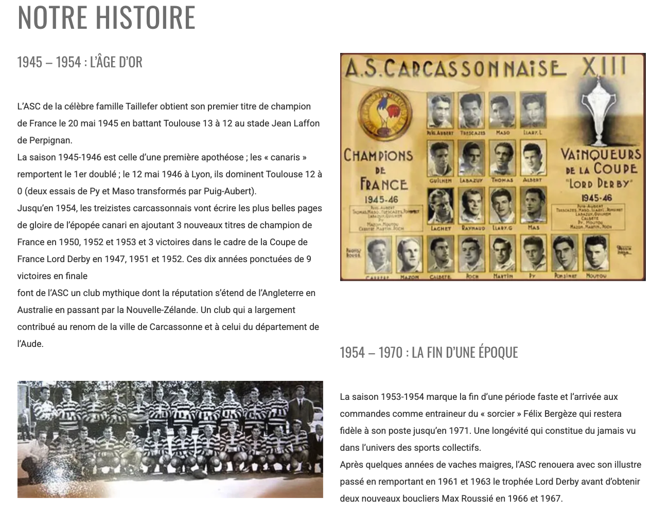 A.S. Carcassonnaise XIII — Champions de France 1945-46